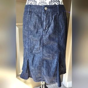 White House Black Market Denim Skirt, Size 8, Dark Blue